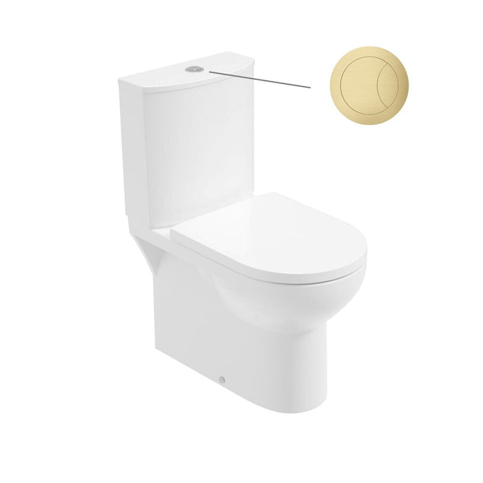 Sonas Eden Rimless Semi Shrouded Close Coupled Toilet with Soft Close Seat and Exposed Inlet Cistern