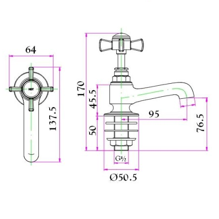 Sonas Edwardian Basin Taps - Chrome