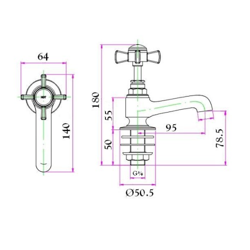 Sonas Edwardian Bath Taps - Chrome