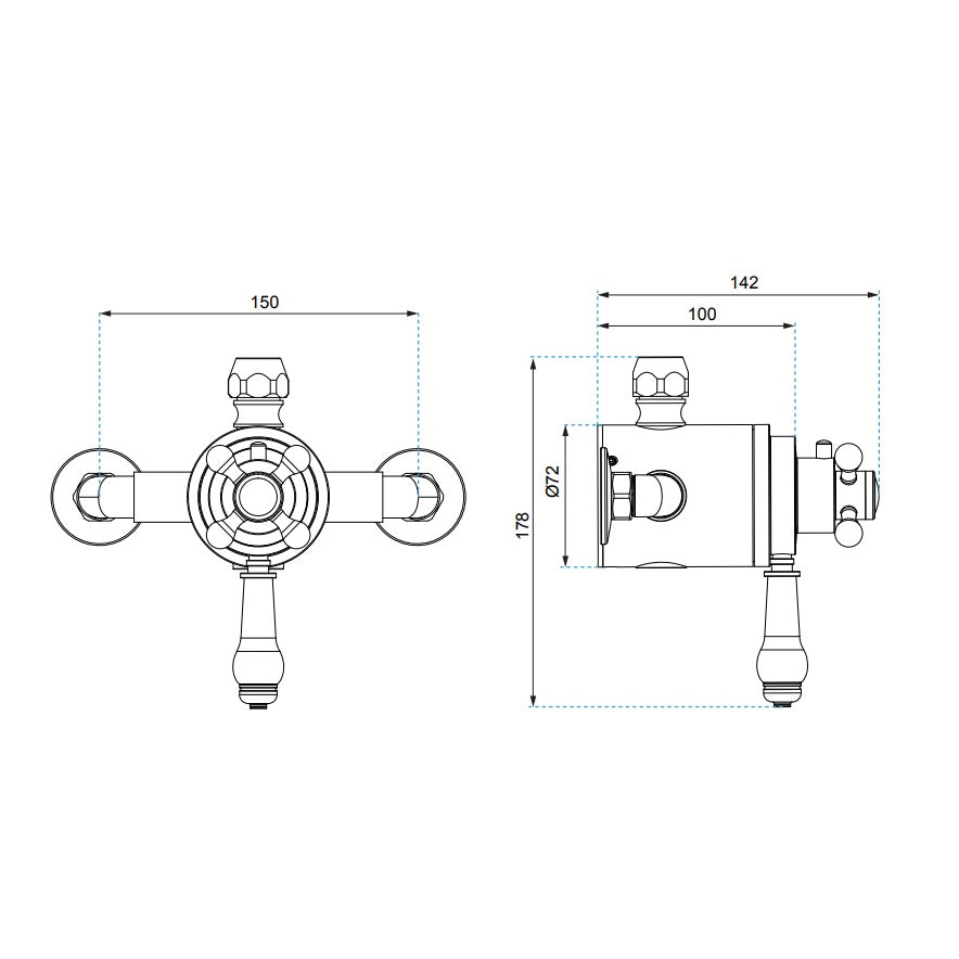 Sonas Elizabeth 2 Control Exposed Thermostatic Shower Valve