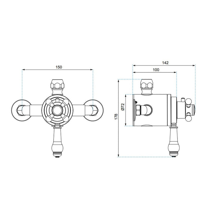 Sonas Elizabeth 2 Control Exposed Thermostatic Shower Valve