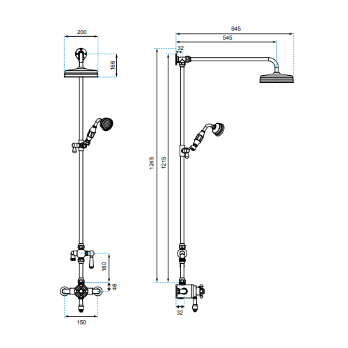 Sonas Ely Traditional Lever Thermostatic Shower Kit - Chrome