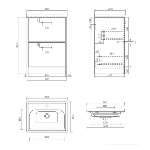 Sonas Finland 2 Drawer Floorstanding Vanity Unit With Basin