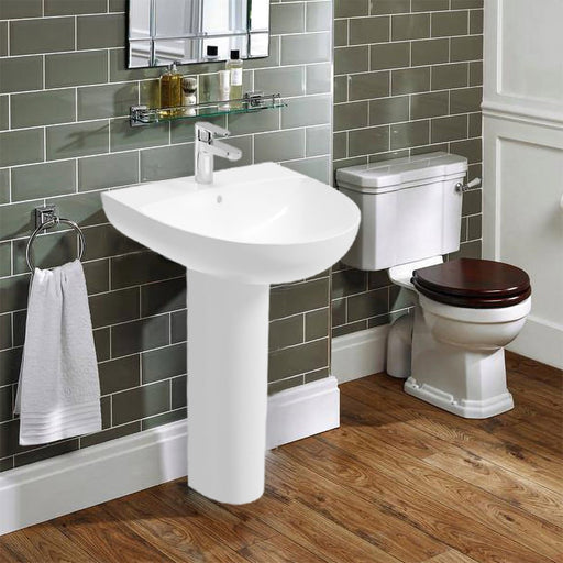 Sonas Horizon Round Basin With Full Pedestal 1 Tap Hole
