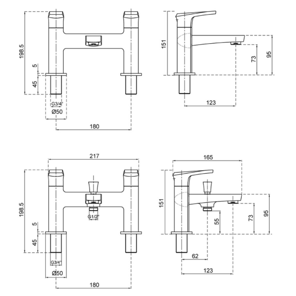 Sonas Horley Bath Filler Tap - Chrome - Bath Filler Taps