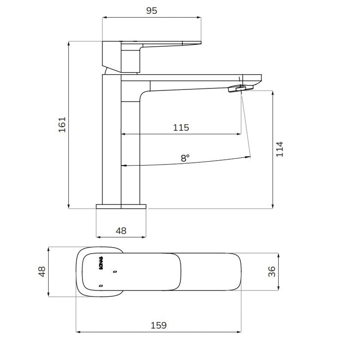 Sonas Inez Deck Mounted Basin Mixer Tap With Waste - Basin