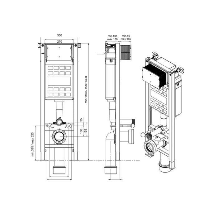 Sonas Large Fastfix Frame for Wall Hung WC Fascia Plate -