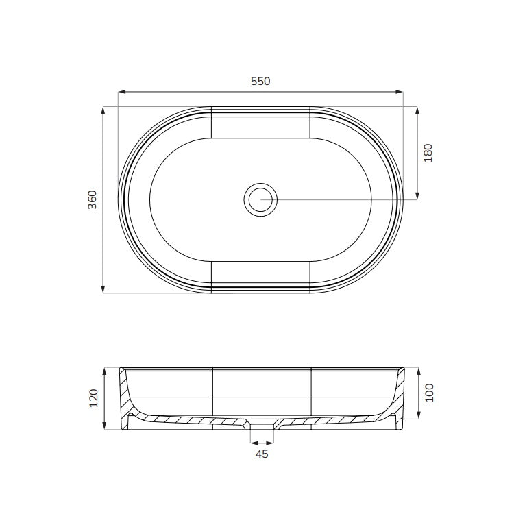 Sonas Living Oval Countertop Basin & Waste
