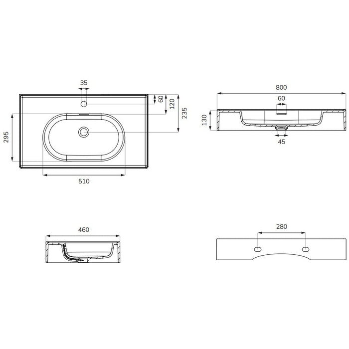 Sonas Living Vanity Basin - White - Inset Basins