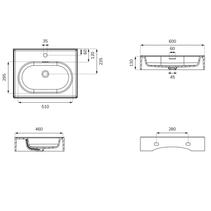 Sonas Living Vanity Basin - White - Inset Basins