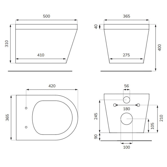 Sonas Living Wall Hung Toilet With Soft Close Seat - Wall