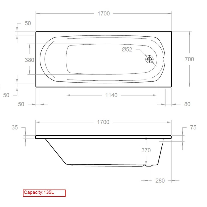 Sonas Lotus Single Ended Bath - Standard Baths