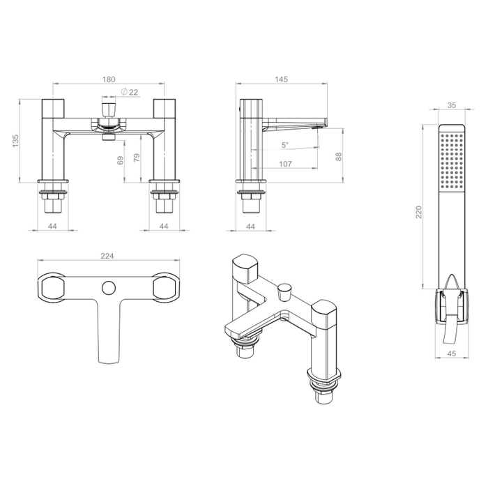 Sonas Luta Bath Shower Mixer Tap