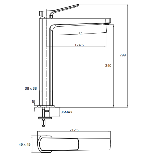 Sonas Luta Tall Basin Mixer Tap