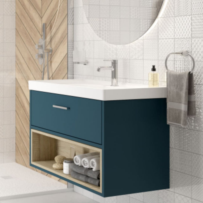 Sonas Malmo 1 Drawer Wall Hung Vanity Unit With Gloss Basin And Handle