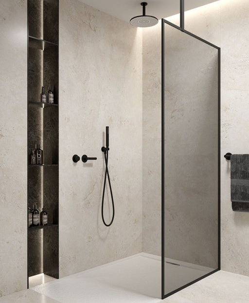 Sonas Mirage Wetroom Panel - 8mm Smoked Glass - Matt Black
