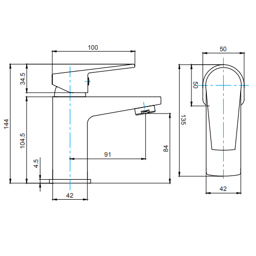 Sonas Neo Eco Flow Squre Basin Mixer Tap With Mushroom