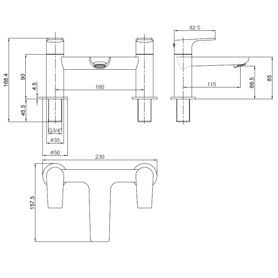 Sonas Neo Squre Bath Filler Tap - Chrome