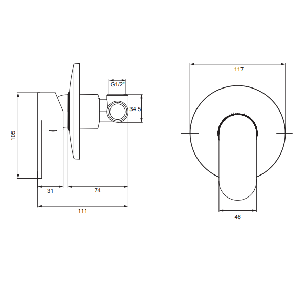 Sonas Norfolk Manual Shower Valve - Chrome