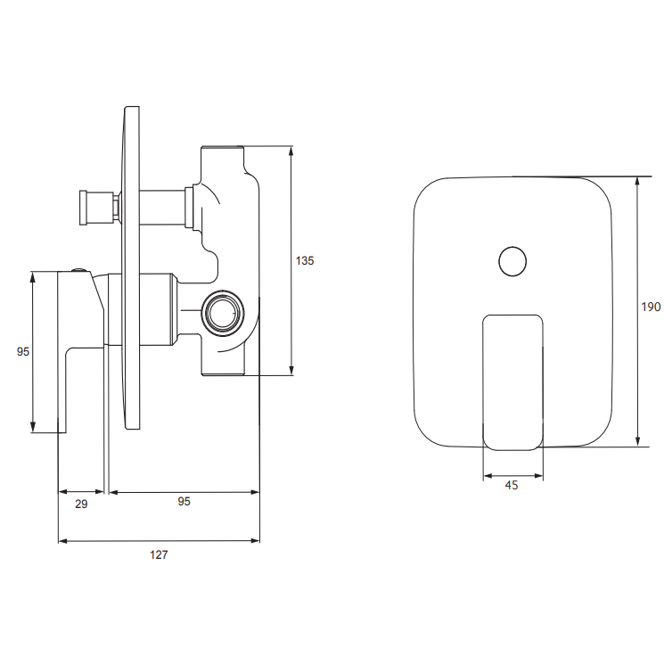 Sonas Norfolk Square Manual Shower Valve - Chrome