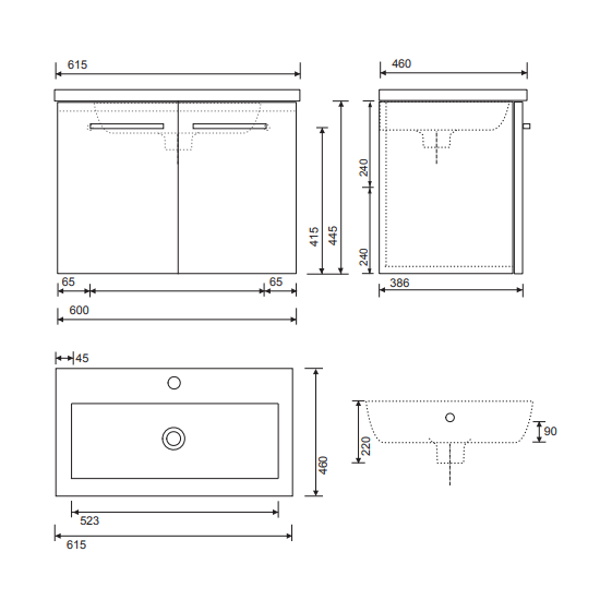 Sonas Otto Plus 2 Door Wall Hung Vanity Unit With Slim