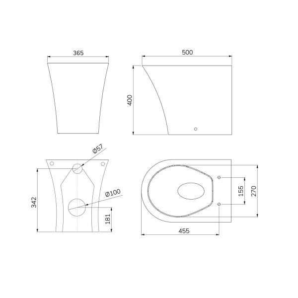 Sonas Pena Rimless Back To Wall Toilet And Seat - White