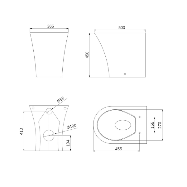 Sonas Pena Rimless Comfort Height Back To Wall Toilet