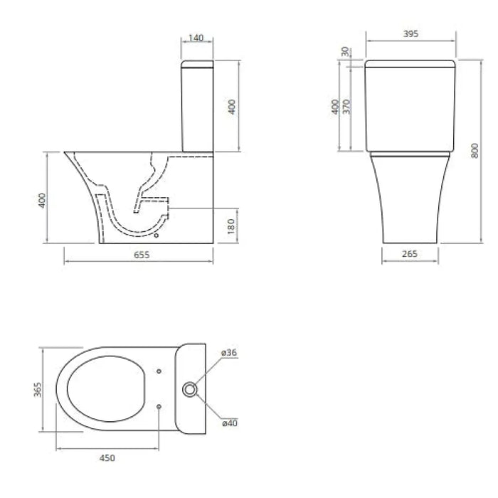 Sonas Pena Rimless Fully Shrouded Close Coupled Toilet