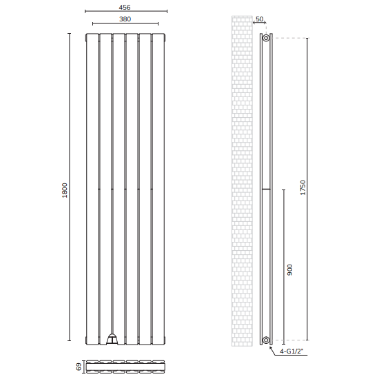 Sonas Piatto Flat Tube Double Panel Designer Radiator