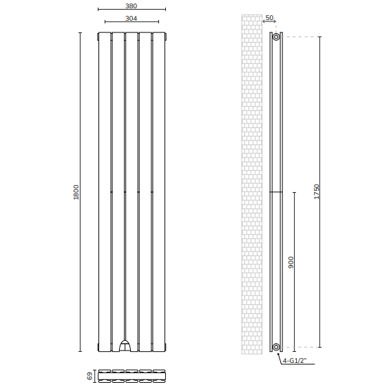 Sonas Piatto Flat Tube Double Panel Designer Radiator