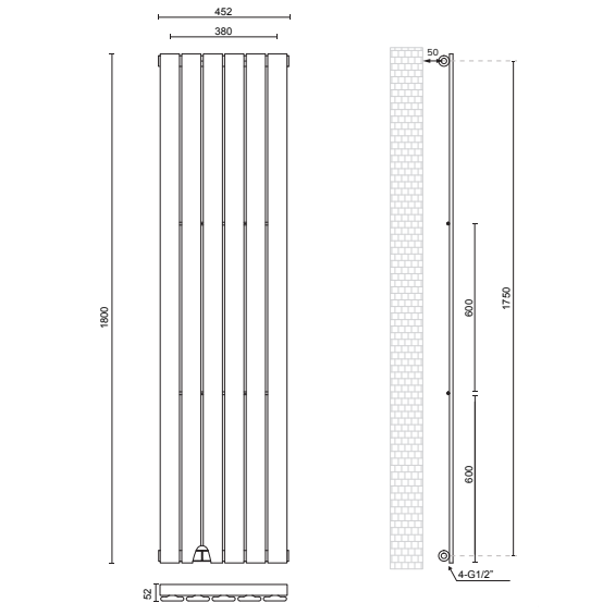 Sonas Piatto Flat Tube Single Panel Designer Radiator