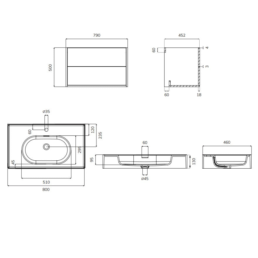 Sonas Pulse Two Drawer Wall Hung Vanity Unit With Ceramic