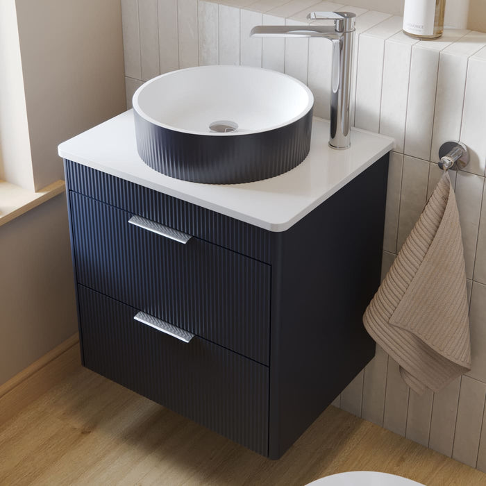 Sonas Reed 2 Drawer Wall Hung Vanity Unit with Countertop & Handles