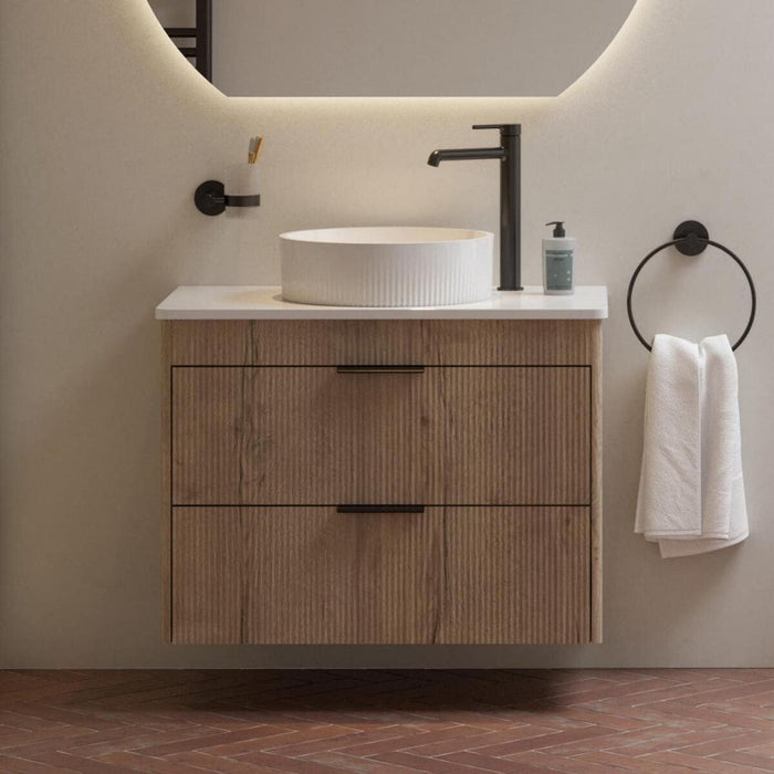 Sonas Reed 2 Drawer Wall Hung Vanity Unit with Countertop & Handles