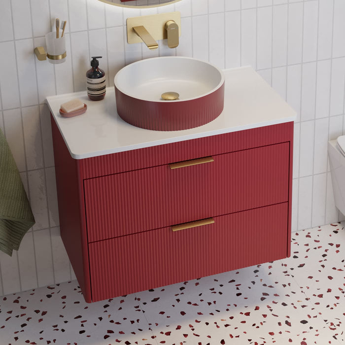 Sonas Reed 2 Drawer Wall Hung Vanity Unit with Countertop & Handles