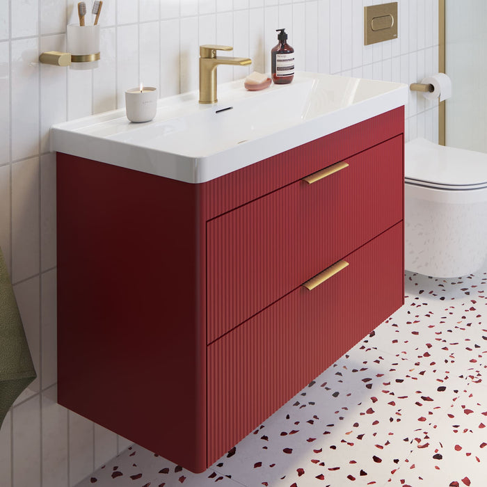 Sonas Reed 2 Drawer Wall Hung Vanity Unit with Basin and Handles