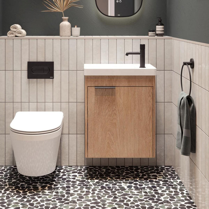 Sonas Reed 550mm 1 Door Cloakroom Wall Hung Vanity Unit with Basin and Handle