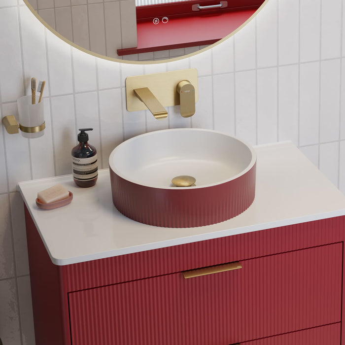 Sonas Reed Round Ceramic Fluted Countertop Basin 380mm Wide
