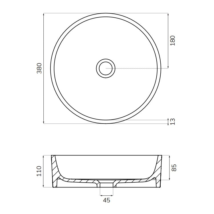 Sonas Reed Round Ceramic Fluted Countertop Basin