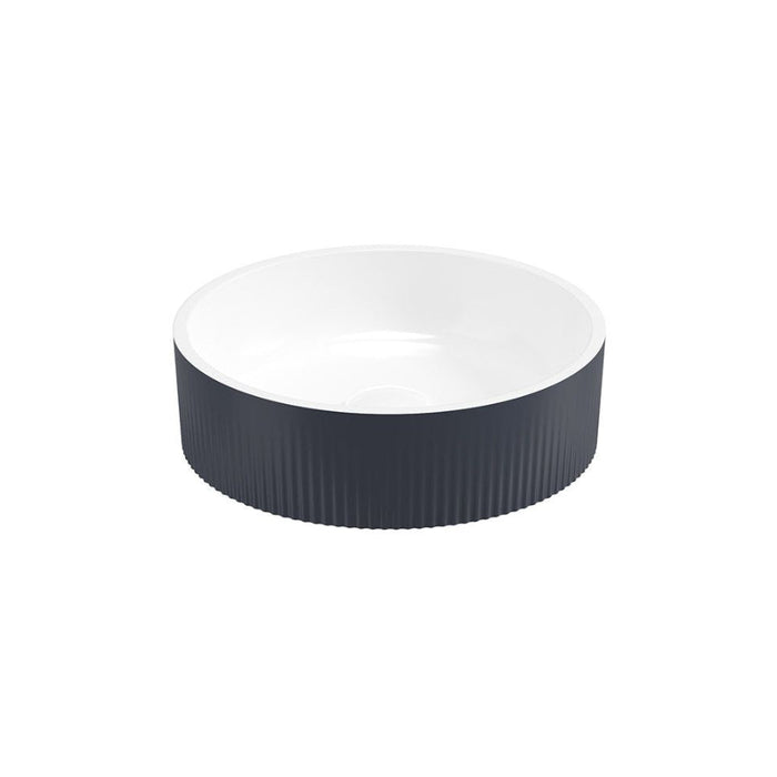 Sonas Reed Round Ceramic Fluted Countertop Basin - Cobalt