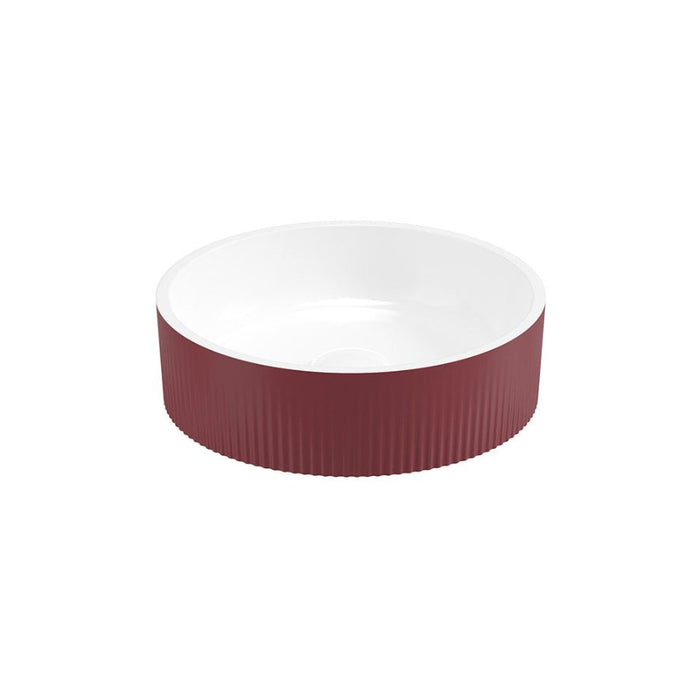 Sonas Reed Round Ceramic Fluted Countertop Basin - Ruby