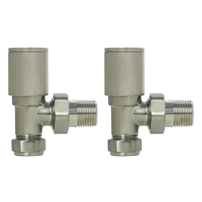 Sonas Round Angled Radiator Valve - Brushed Nickel