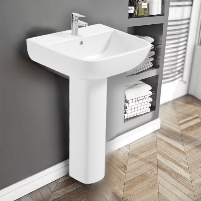 Sonas Rubix Basin With Full Pedestal 520mm Wide 1 Tap Hole