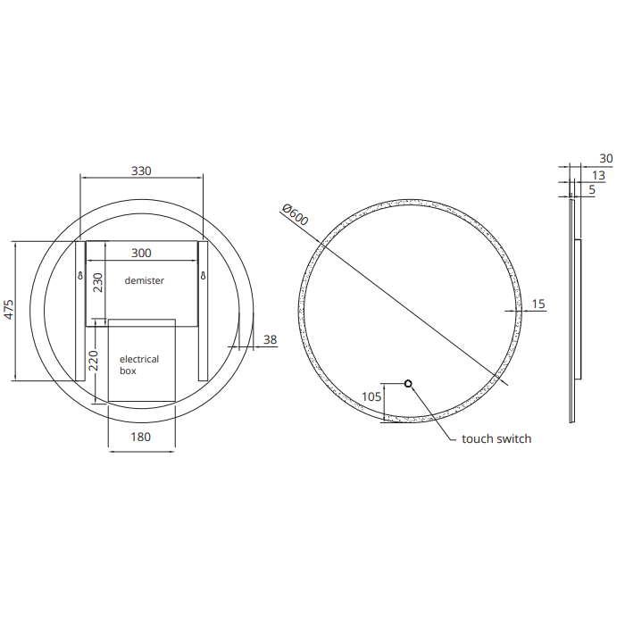 Sonas Sansa Round Perimeter LED Mirror