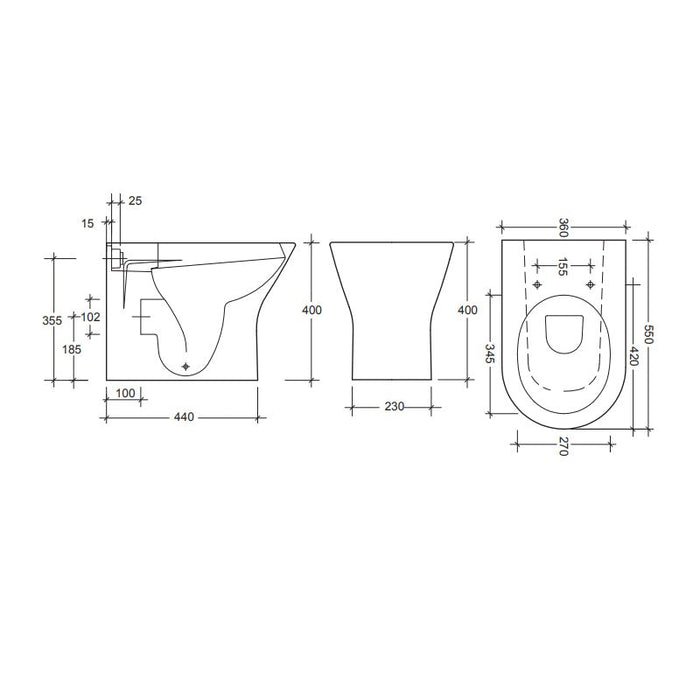 Sonas Scala Back to Wall Toilet And Seat - Toilets