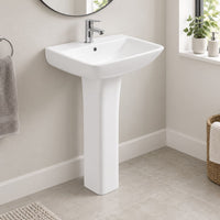Sonas Score 500mm Rectangular Basin with Full Pedestal 1 Tap Hole