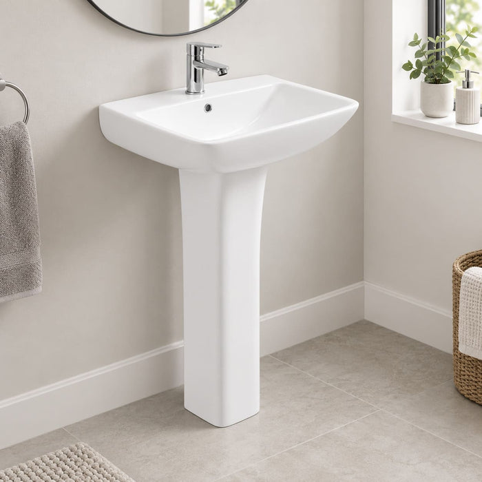 Sonas Score 500mm Rectangular Basin with Full Pedestal 1 Tap Hole
