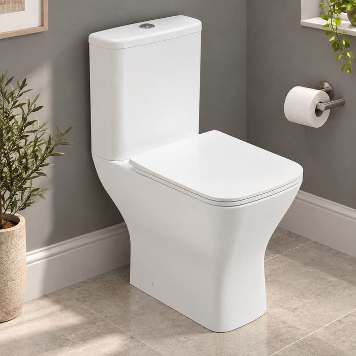 Sonas Score Rimless Open Back Close Coupled Toilet with Soft Close Seat