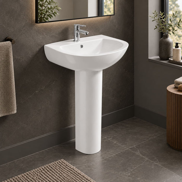 Sonas Select Round Basin with Full Pedestal 1 Tap Hole