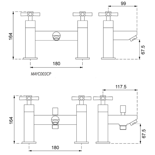 Sonas Series C Bath Filler Tap - Chrome